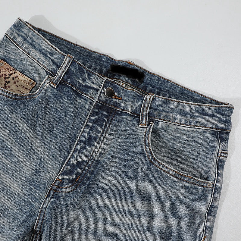 SNAKESKIN STRETCH DENIM