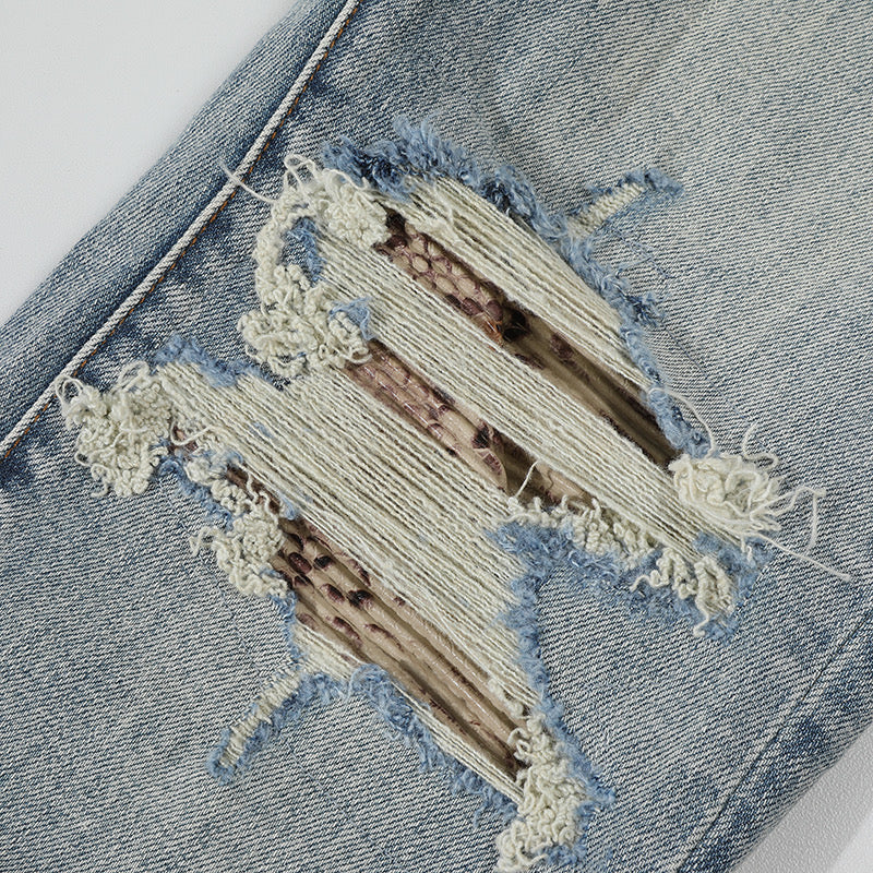 SNAKESKIN STRETCH DENIM