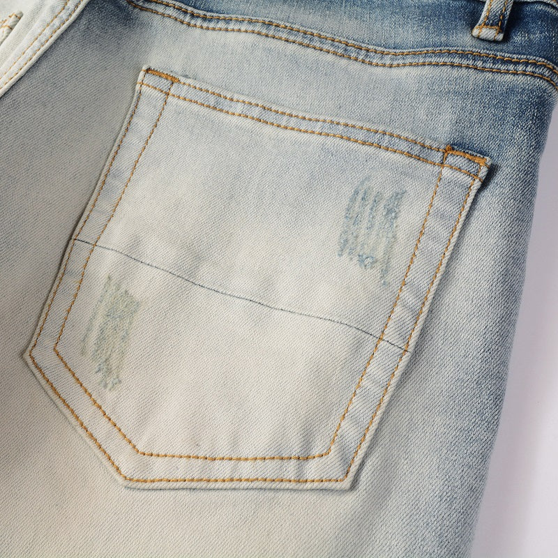 WHITE RHINESTONE V2 STRETCH DENIM