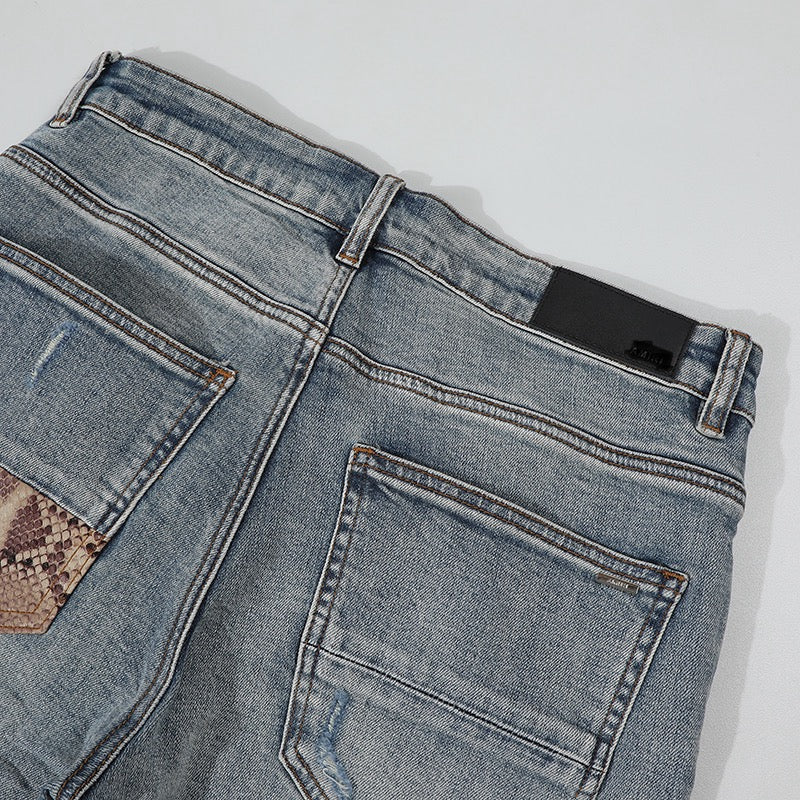 SNAKESKIN STRETCH DENIM