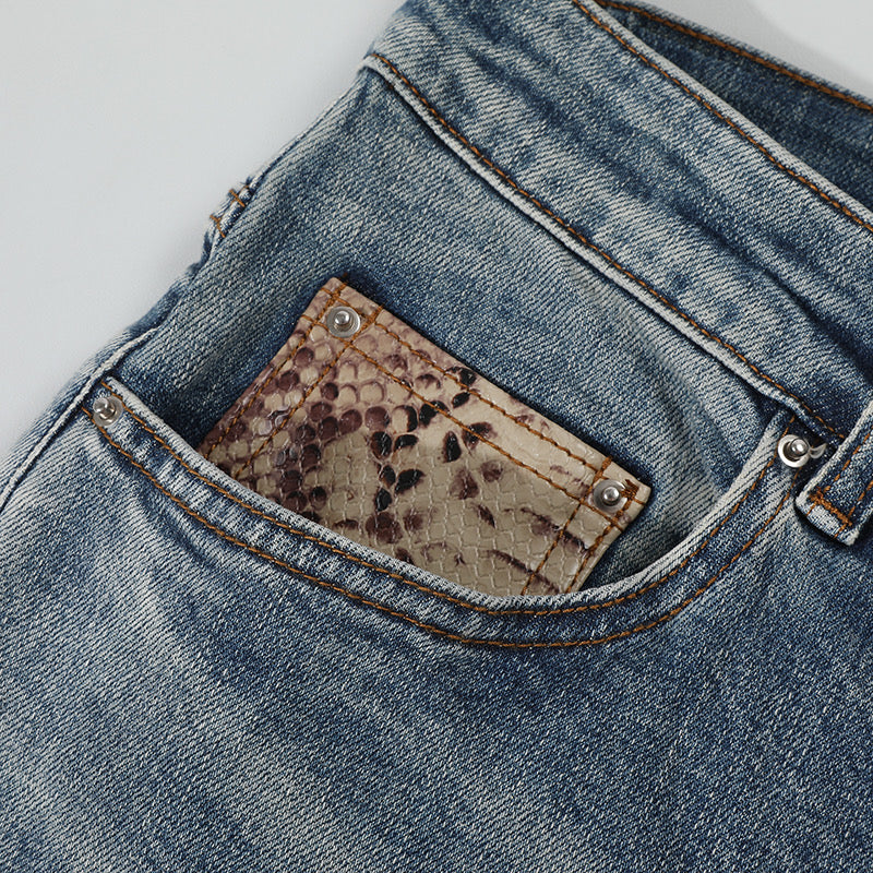 SNAKESKIN STRETCH DENIM