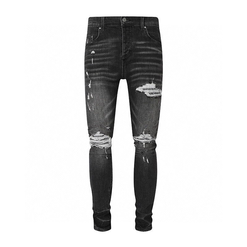 INFINITE RHINESTONE STRETCH DENIM