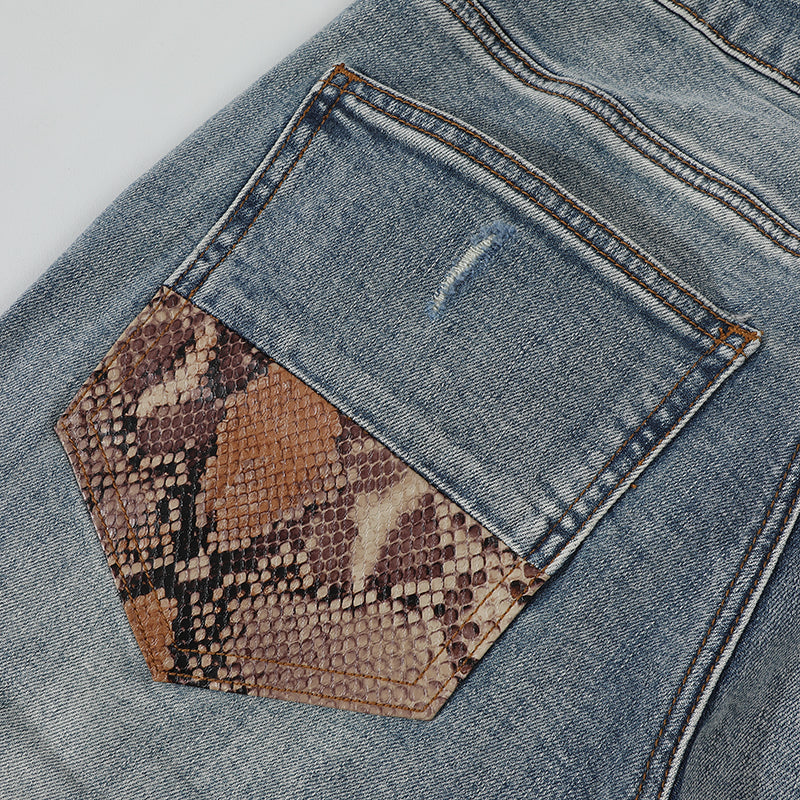 SNAKESKIN STRETCH DENIM