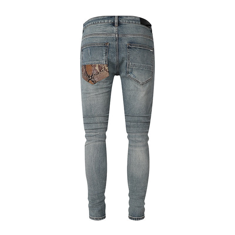 SNAKESKIN STRETCH DENIM