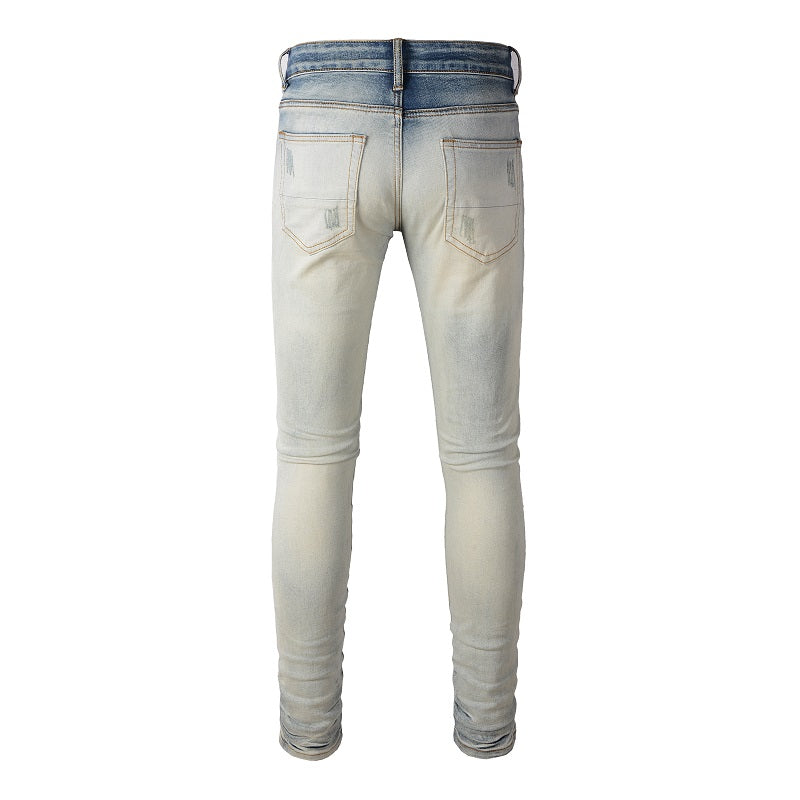 WHITE RHINESTONE V2 STRETCH DENIM