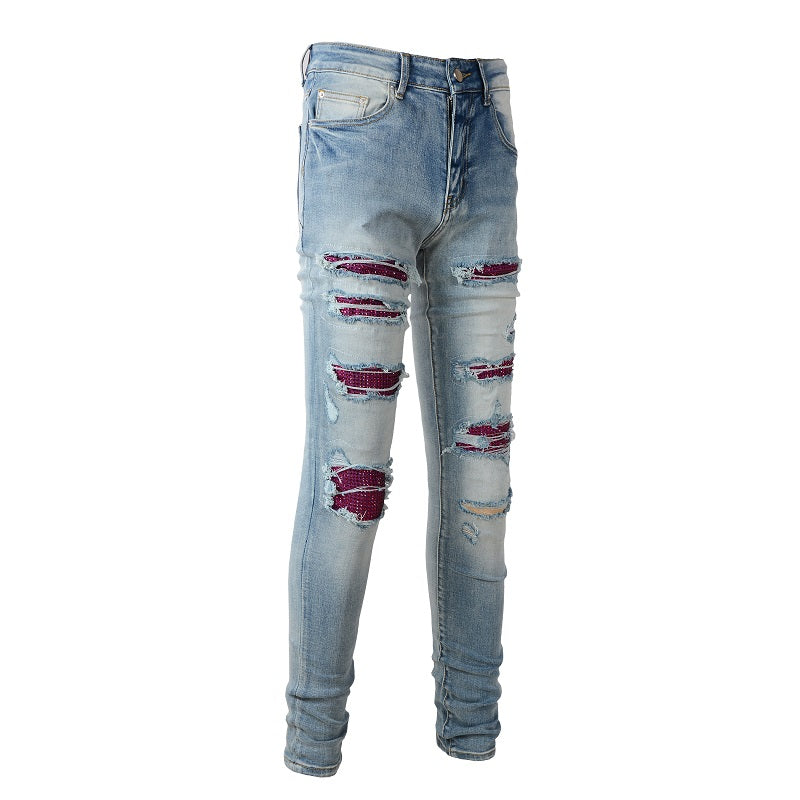 VIO RHINESTONE BIKER STRETCH DENIM