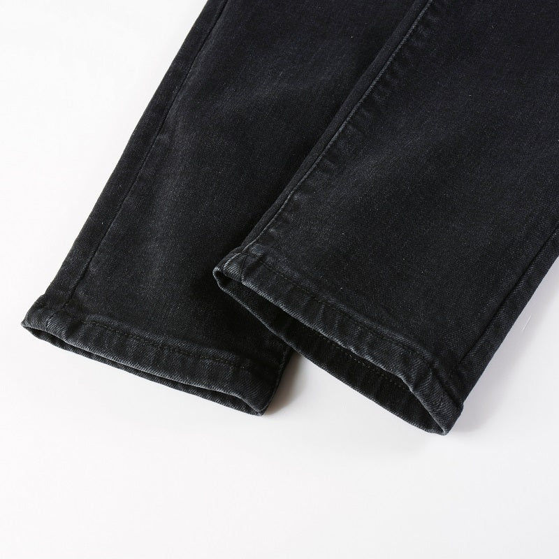 BLUR PATCH BIKER STRETCH DENIM