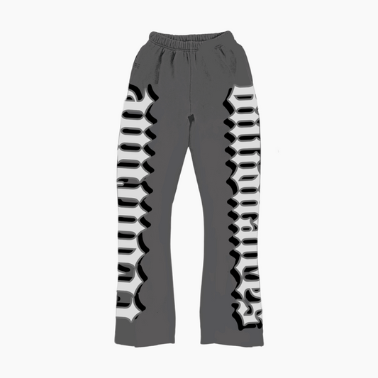 GRAY F-9 FLARE STACKED SWEATPANTS